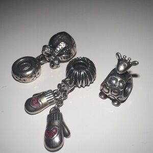 Silver Charm Set with Red Accents